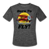 Born To Fly - Red Biplane - Men’s Moisture Wicking Performance T-Shirt - dark heather gray