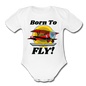 Born To Fly - Red Biplane - Organic Short Sleeve Baby Bodysuit - white