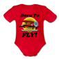 Born To Fly - Red Biplane - Organic Short Sleeve Baby Bodysuit - red