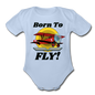 Born To Fly - Red Biplane - Organic Short Sleeve Baby Bodysuit - sky