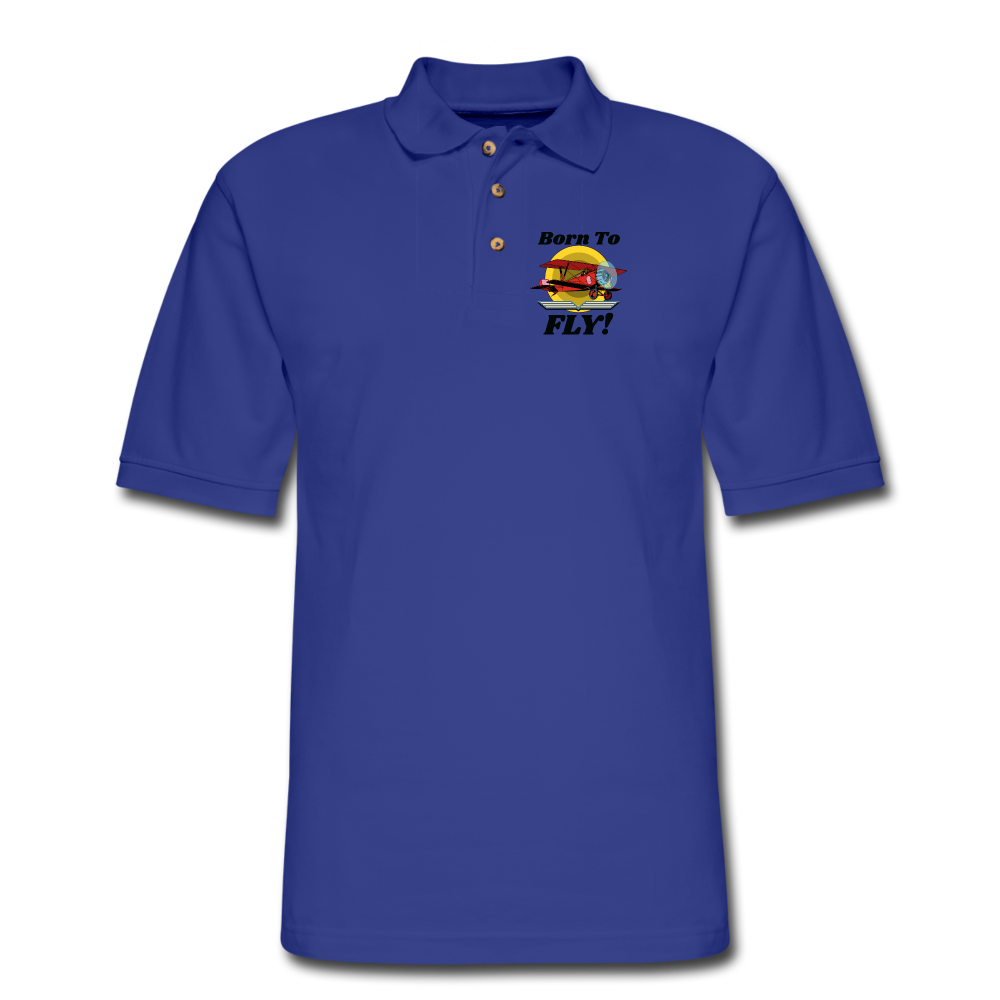 Born To Fly - Red Biplane - Men's Pique Polo Shirt - royal blue