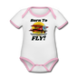 Born To Fly - Red Biplane - Organic Contrast Short Sleeve Baby Bodysuit - white/pink