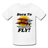 Born To Fly - Red Biplane - Hanes Youth Tagless T-Shirt - white