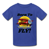 Born To Fly - Red Biplane - Hanes Youth Tagless T-Shirt - royal blue