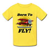 Born To Fly - Red Biplane - Hanes Youth Tagless T-Shirt - yellow
