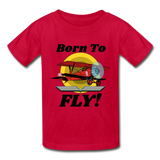 Born To Fly - Red Biplane - Hanes Youth Tagless T-Shirt - red