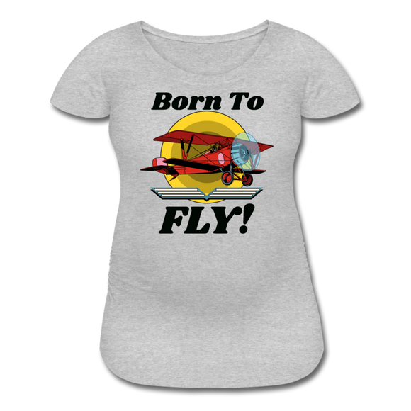 Born To Fly - Red Biplane - Women’s Maternity T-Shirt - heather gray