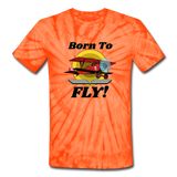 Born To Fly - Red Biplane - Unisex Tie Dye T-Shirt - spider orange