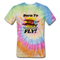 Born To Fly - Red Biplane - Unisex Tie Dye T-Shirt - rainbow