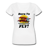 Born To Fly - Red Biplane - Women's Scoop Neck T-Shirt - white