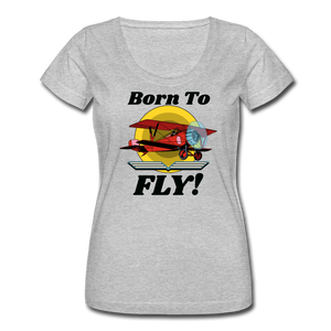 Born To Fly - Red Biplane - Women's Scoop Neck T-Shirt - heather gray