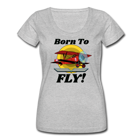 Born To Fly - Red Biplane - Women's Scoop Neck T-Shirt - heather gray