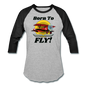 Born To Fly - Red Biplane - Baseball T-Shirt - heather gray/black