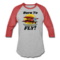 Born To Fly - Red Biplane - Baseball T-Shirt - heather gray/red