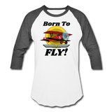 Born To Fly - Red Biplane - Baseball T-Shirt - white/charcoal