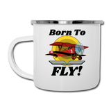 Born To Fly - Red Biplane - Camper Mug - white
