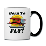 Born To Fly - Red Biplane - Contrast Coffee Mug - white/black