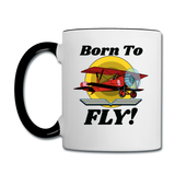 Born To Fly - Red Biplane - Contrast Coffee Mug - white/black