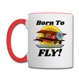 Born To Fly - Red Biplane - Contrast Coffee Mug - white/red