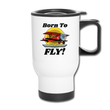 Born To Fly - Red Biplane - Travel Mug - white