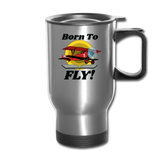 Born To Fly - Red Biplane - Travel Mug - silver