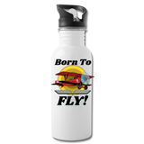 Born To Fly - Red Biplane - Water Bottle - white