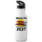 Born To Fly - Red Biplane - Water Bottle - white