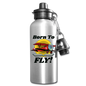 Born To Fly - Red Biplane - Water Bottle - silver