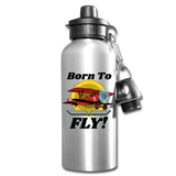 Born To Fly - Red Biplane - Water Bottle - silver