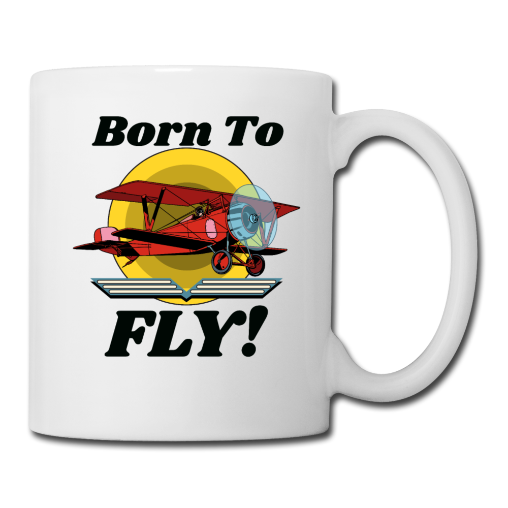 Born To Fly - Red Biplane - Coffee/Tea Mug - white