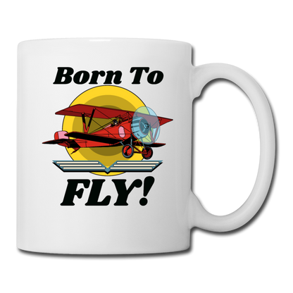 Born To Fly - Red Biplane - Coffee/Tea Mug - white