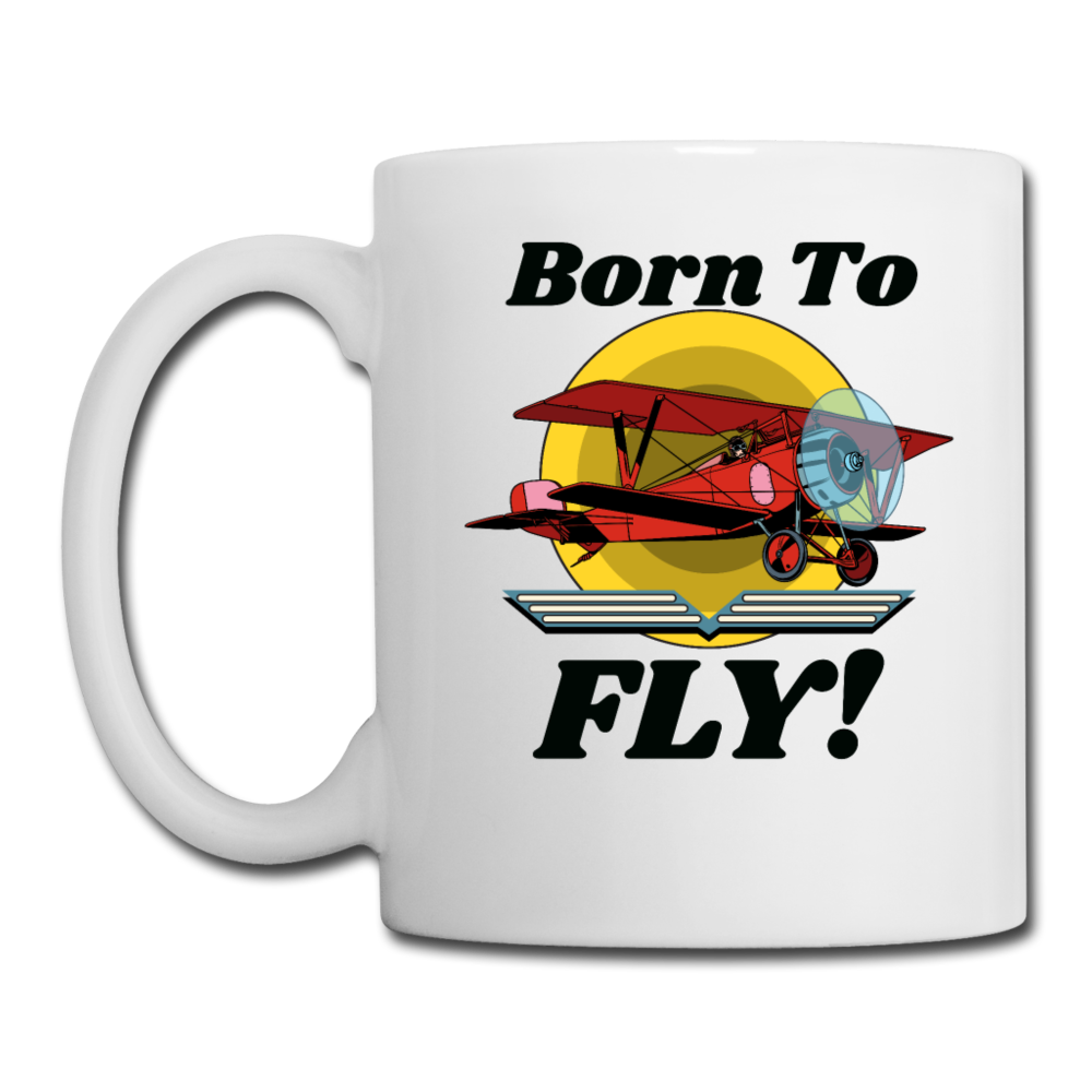 Born To Fly - Red Biplane - Coffee/Tea Mug - white