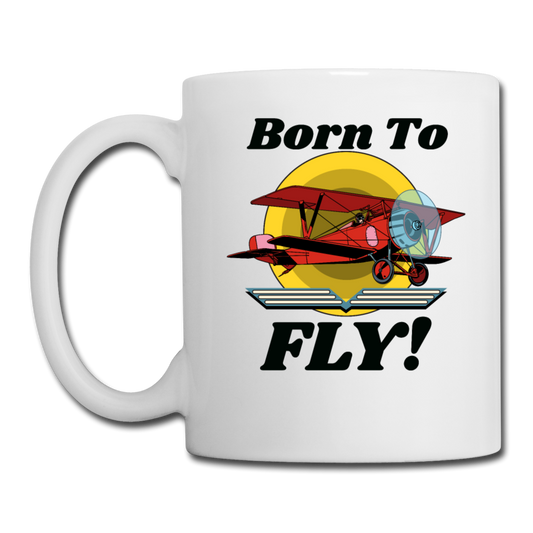 Born To Fly - Red Biplane - Coffee/Tea Mug - white