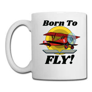 Born To Fly - Red Biplane - Coffee/Tea Mug - white