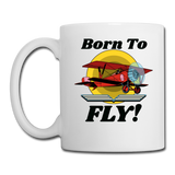 Born To Fly - Red Biplane - Coffee/Tea Mug - white