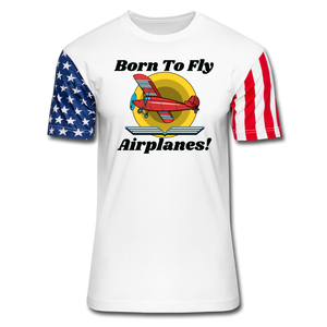 Born To Fly - Airplanes - Unisex Stars & Stripes T-Shirt - white