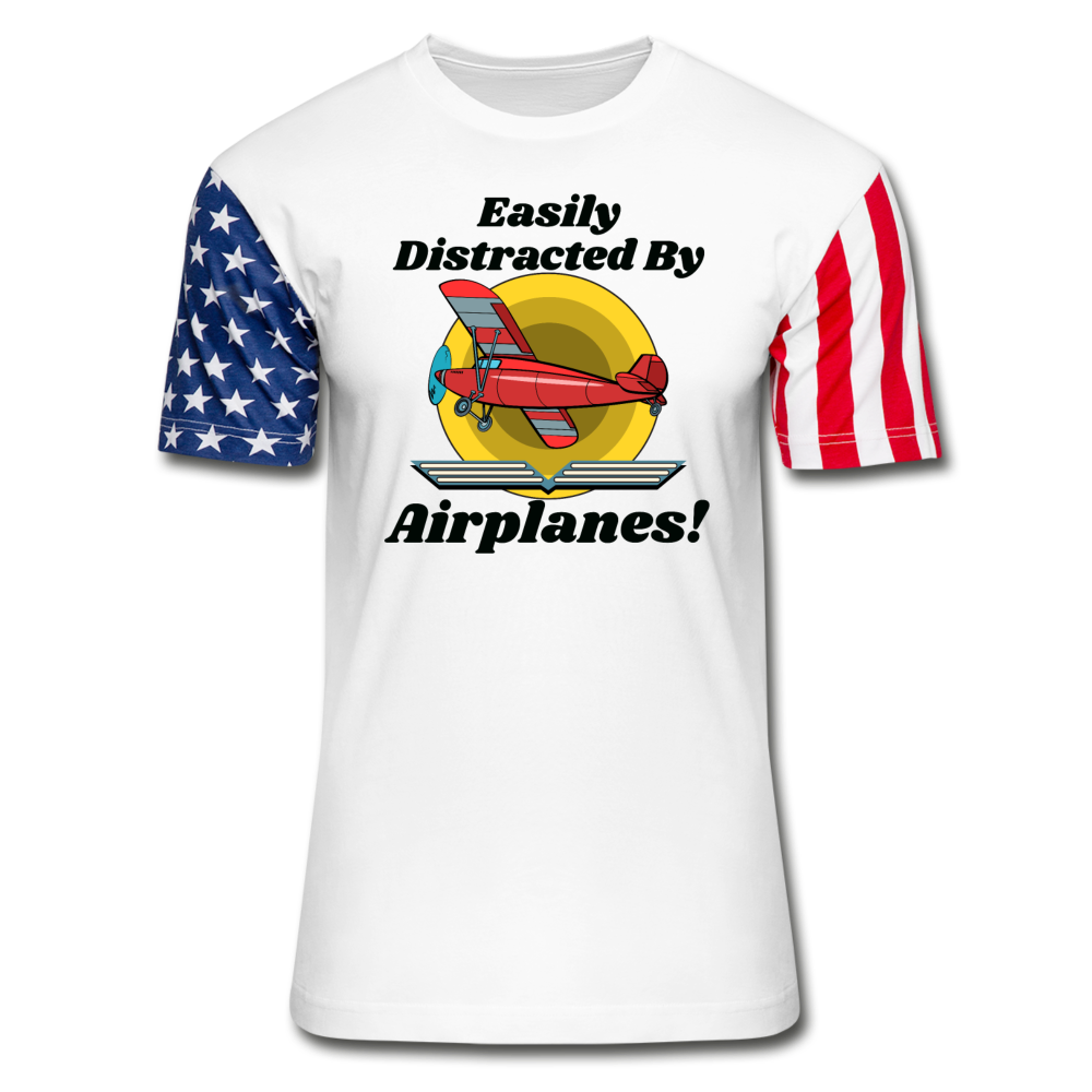 Easily Distracted - Red Taildragger - Stars & Stripes T-Shirt - white