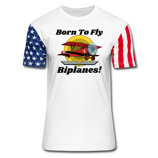 Born To Fly - Biplanes - Unisex Stars & Stripes T-Shirt - white