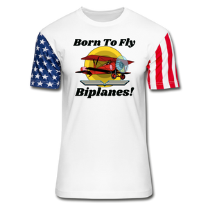 Born To Fly - Biplanes - Unisex Stars & Stripes T-Shirt - white