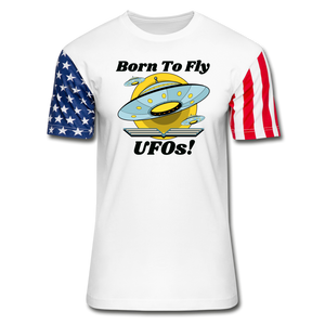 Born To Fly - UFOs - Stars & Stripes T-Shirt - white