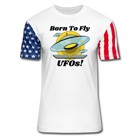 Born To Fly - UFOs - Stars & Stripes T-Shirt - white