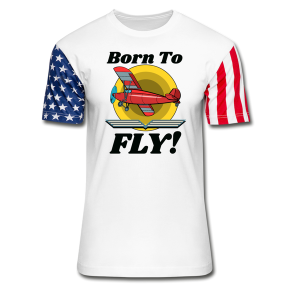 Born To Fly - Red Taildragger - Stars & Stripes T-Shirt - white