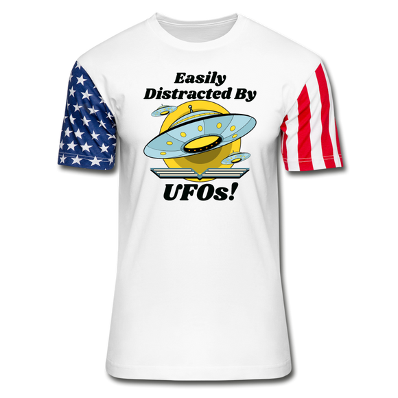 Easily Distracted - UFOs - Stars & Stripes T-Shirt - white