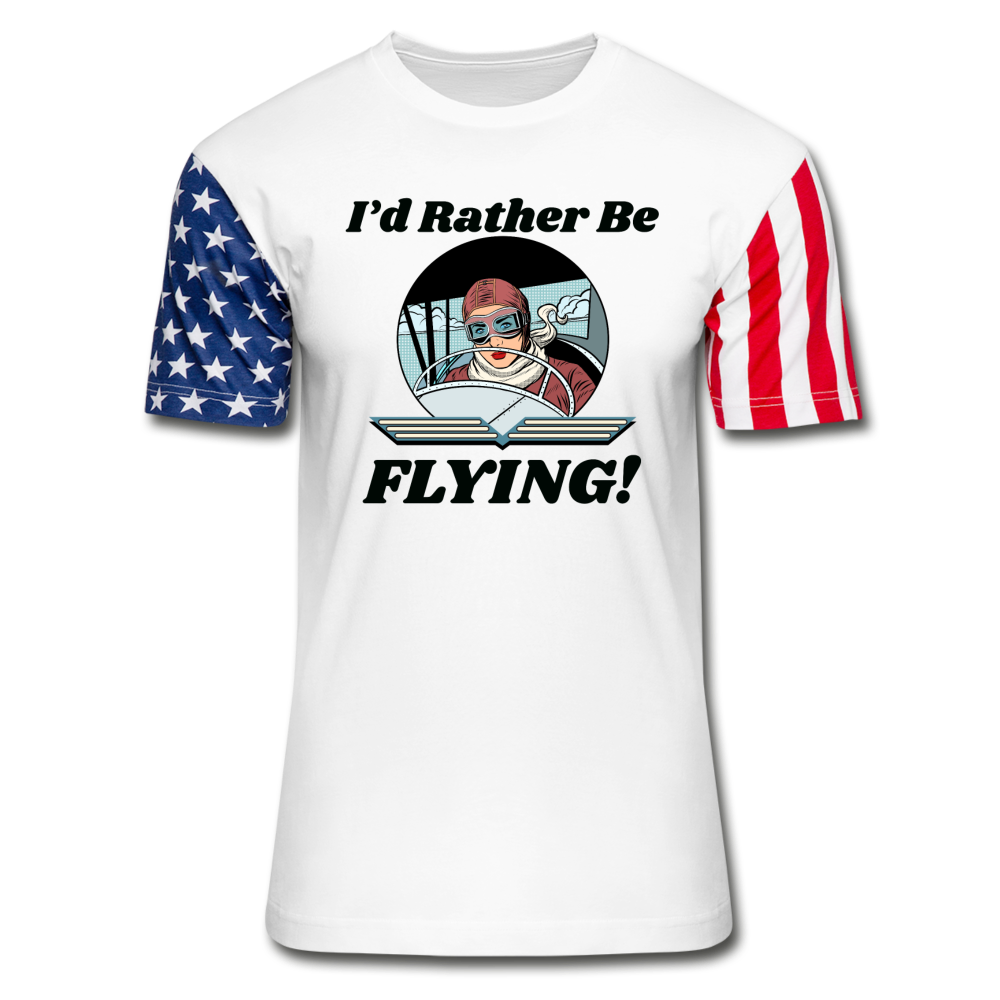 I'd Rather Be Flying - Women - Stars & Stripes T-Shirt - white