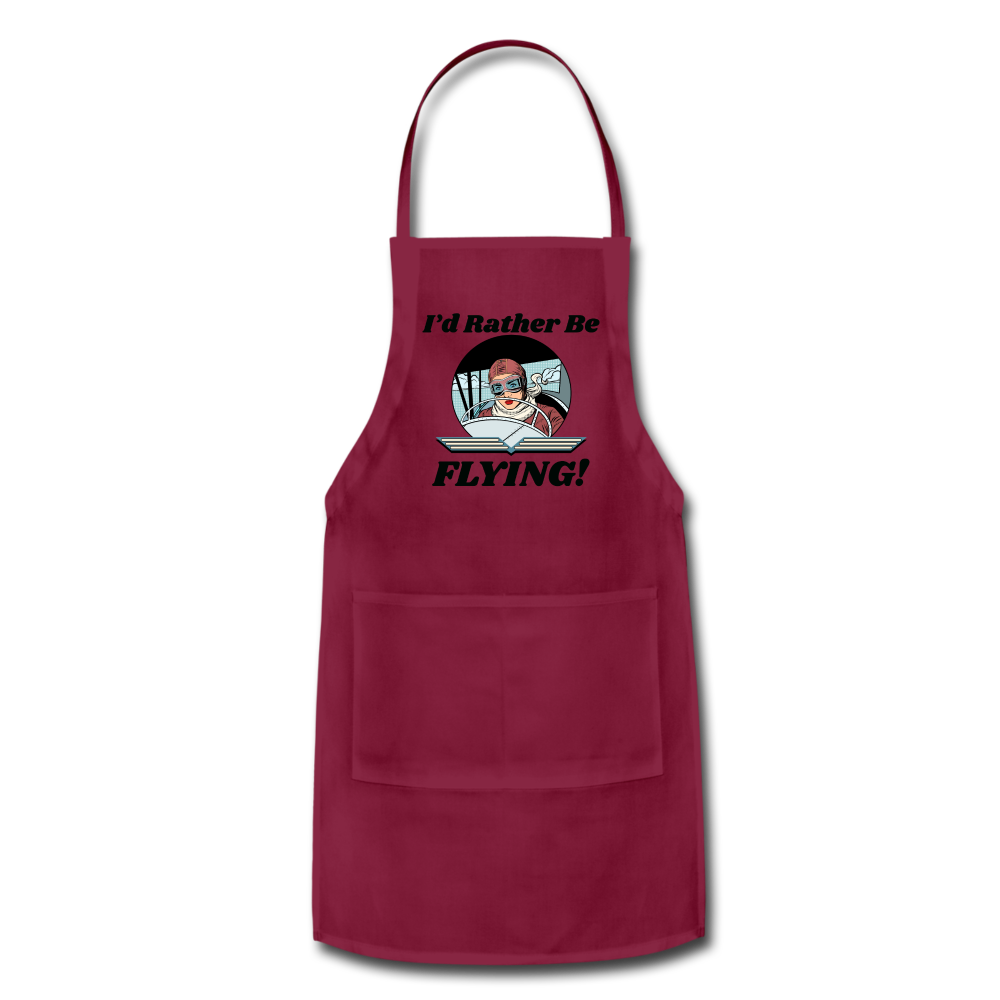 I'd Rather Be Flying - Women - Adjustable Apron - burgundy