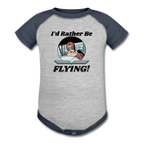 I'd Rather Be Flying - Women - Baseball Baby Bodysuit - heather gray/navy