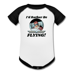I'd Rather Be Flying - Women - Baseball Baby Bodysuit - white/black