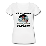 I'd Rather Be Flying - Women - Women's Scoop Neck T-Shirt - white