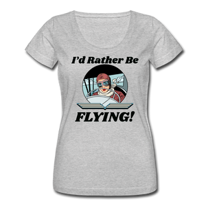 I'd Rather Be Flying - Women - Women's Scoop Neck T-Shirt - heather gray