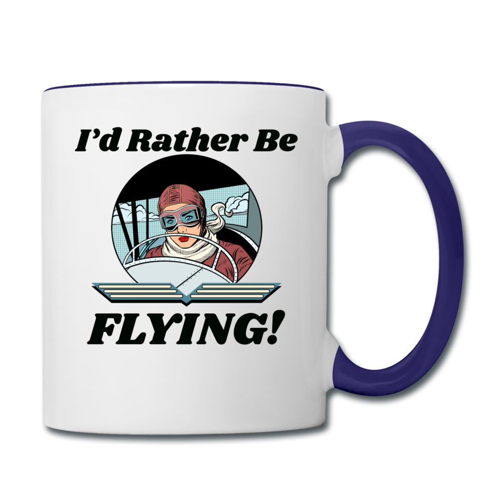 I'd Rather Be Flying - Women - Contrast Coffee Mug - white/cobalt blue